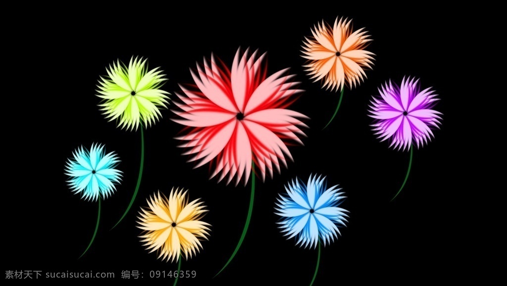 七色光花图片 光速花 可编辑 装饰花朵 七彩 有规律 重复