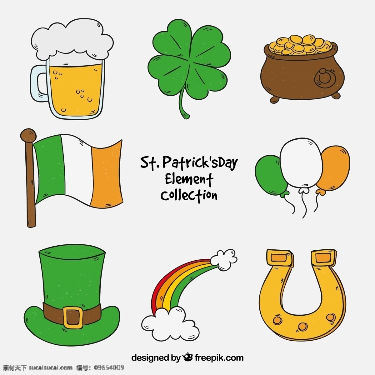 爱尔兰节图标 爱尔兰节 圣帕特里克节 卡通 图标 手绘 标志图标 其他图标