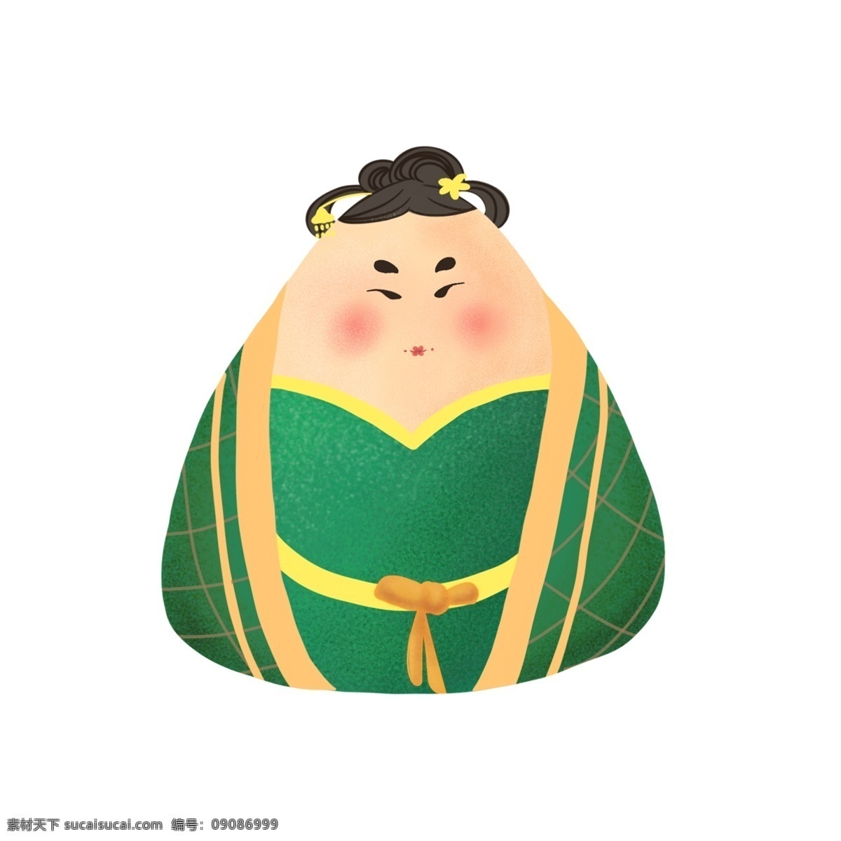 端午節(jié) 綠色 可愛(ài) 唐裝 粽子 可愛(ài)粽子 平面設(shè)計(jì)