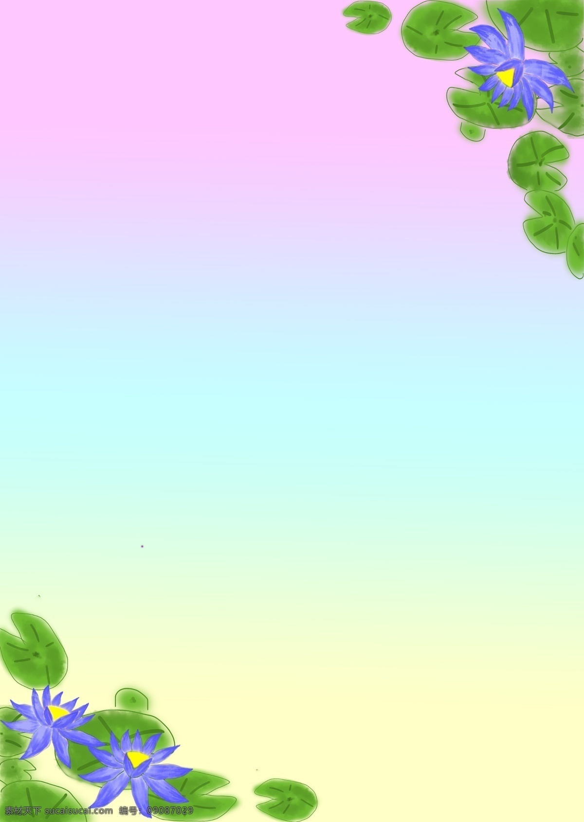 原創(chuàng) 夢幻 藍(lán)色 睡蓮 背景 圖 睡蓮邊框 荷葉 蓮花 花朵