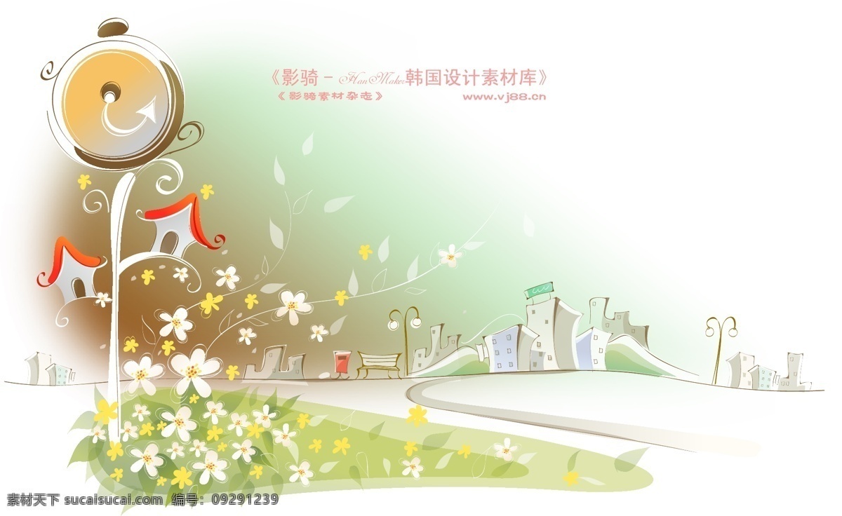 夢幻 風景 hanmaker 韓國 設計素材 庫 背景 抽象 底紋 花紋 夢幻風景 線條 矢量圖 花紋花邊
