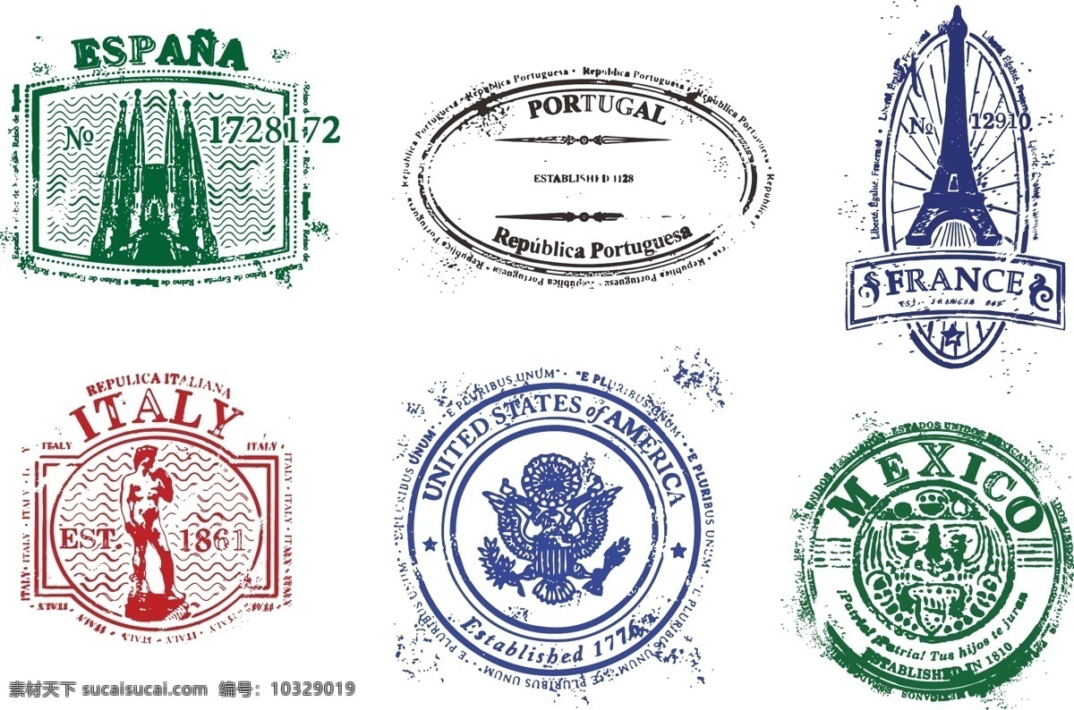 矢量 邮戳 邮票 世界 著名 国家 装饰画 复古风 英伦 欧美风背景墙 欧式壁纸 汽车背景 欧美邮票 广告主题