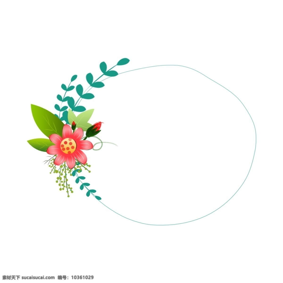 植物 邊框 花朵 綠色 手繪 風 元素 植物邊框 葉子 手繪風