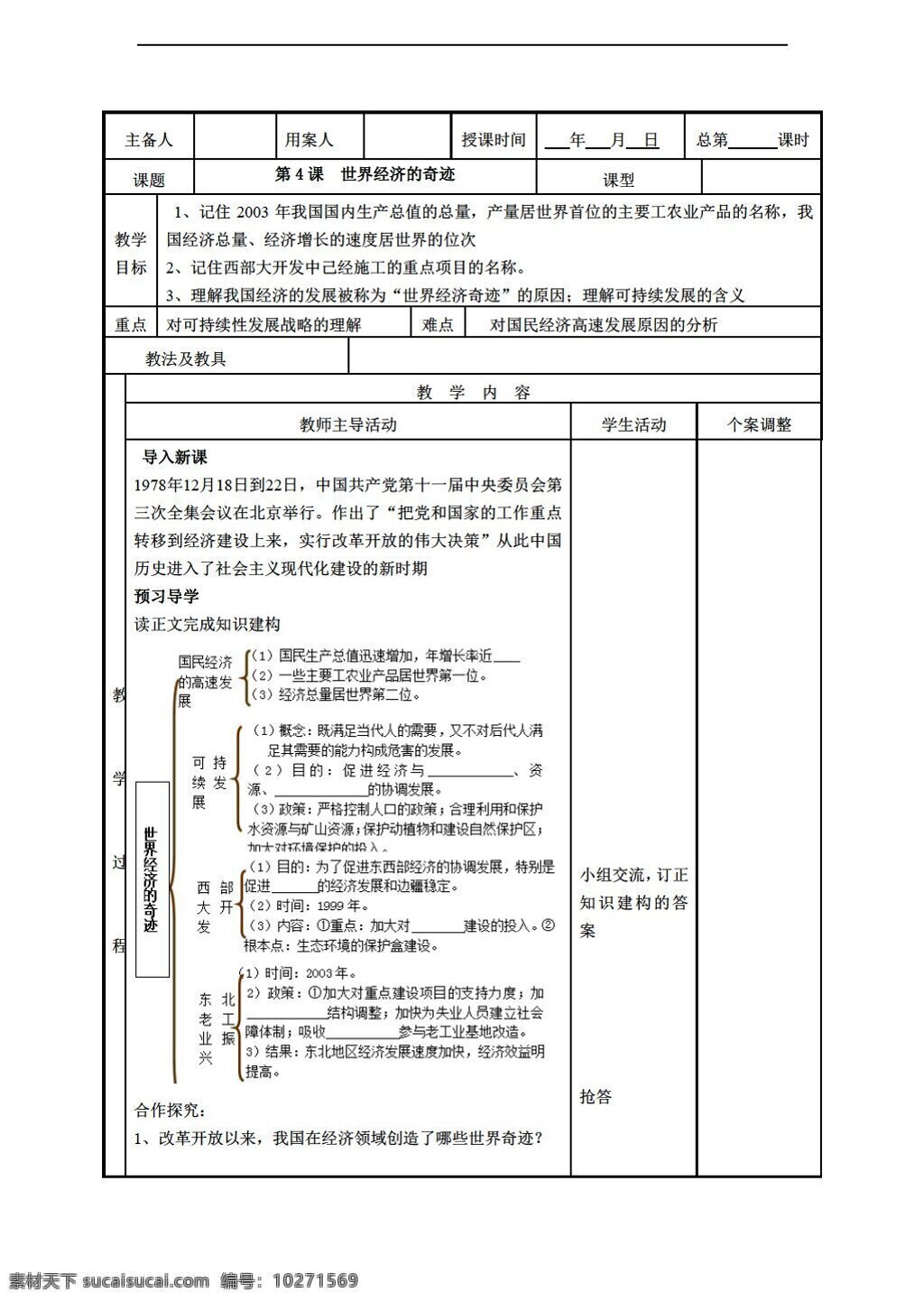 八 年級 下冊 歷史 八下 三 學(xué)習(xí) 主題 課 世界經(jīng)濟 奇跡 教學(xué)設(shè)計 川教版 八年級下冊 教案
