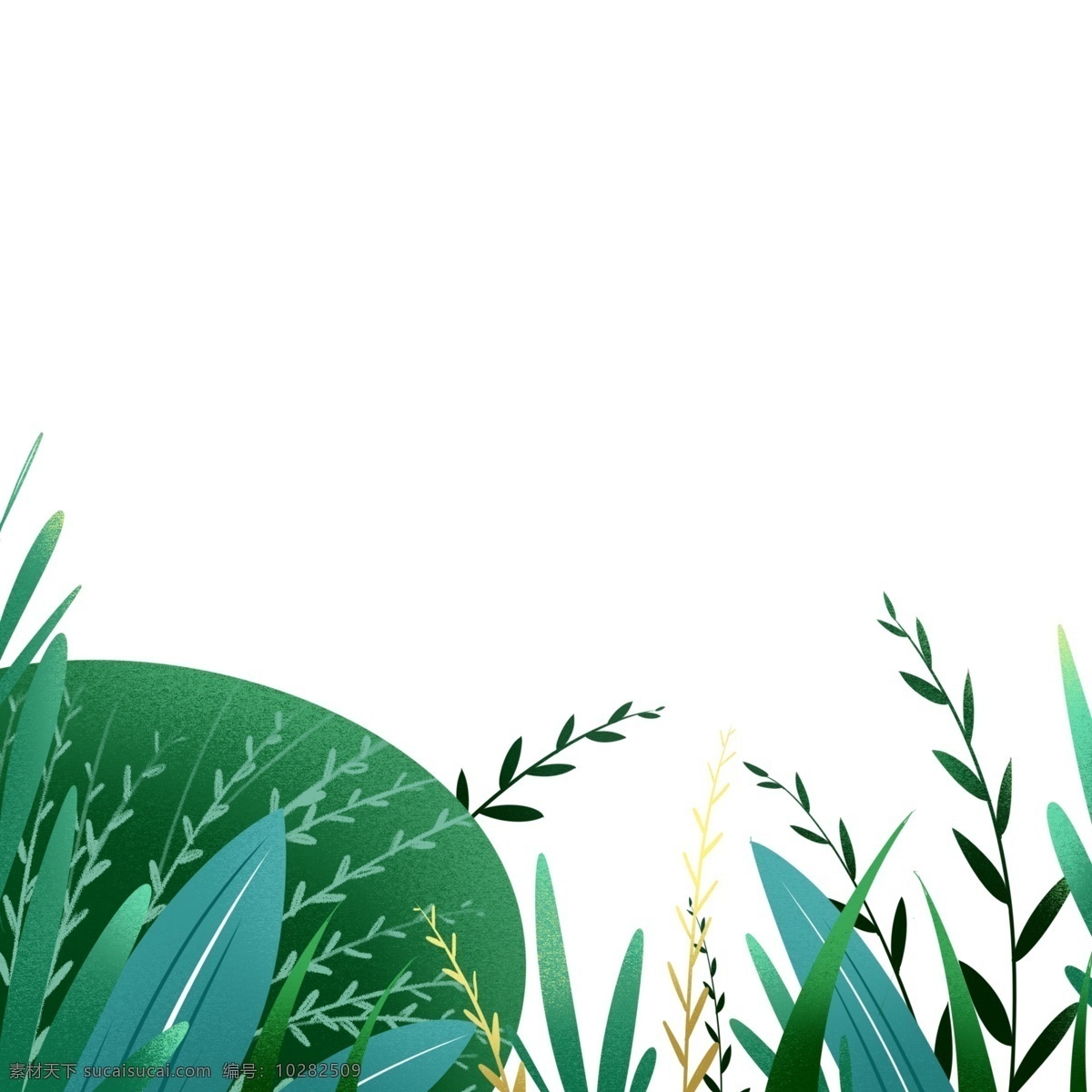 夏季 绿叶 草丛 图案 元素 夏季元素 绿色 花草图案 手绘 创意元素 psd元素 免抠元素