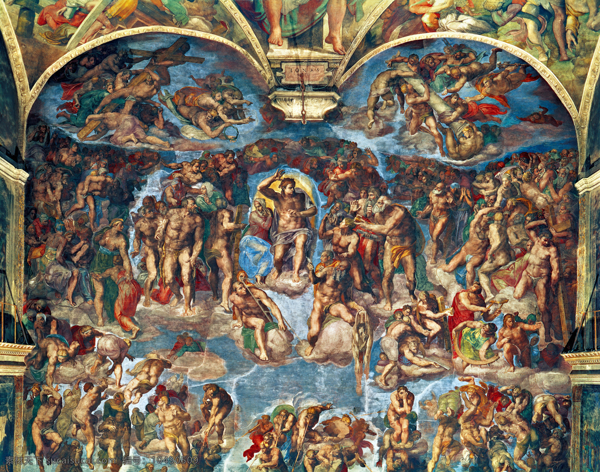 米开朗基罗 末日审判 油画 人物 色彩 古典 西方 壁画 高清油画 绘画书法 文化艺术