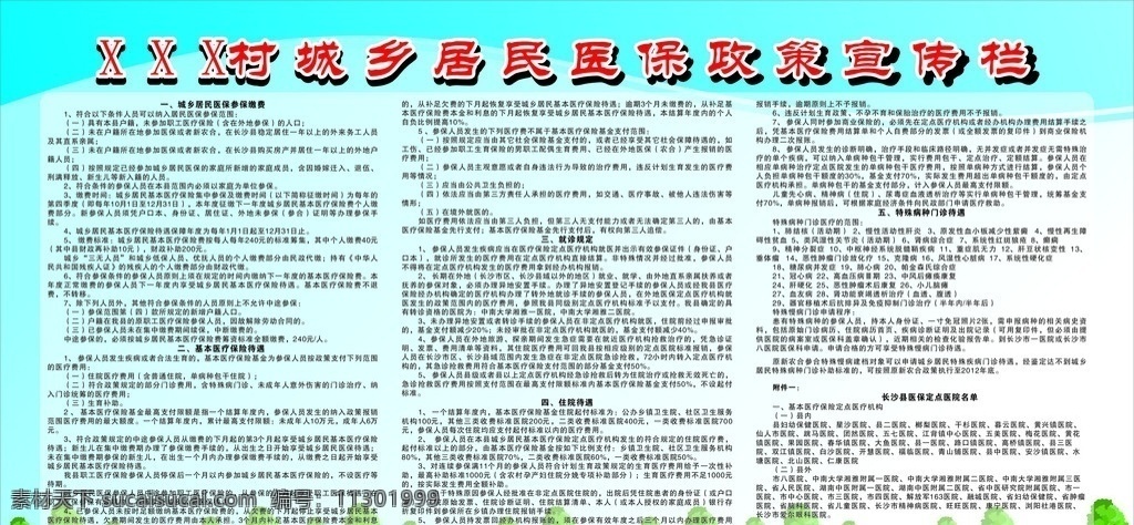 城鄉(xiāng) 居民 醫(yī)保 政策 宣傳欄 最新板 矢量