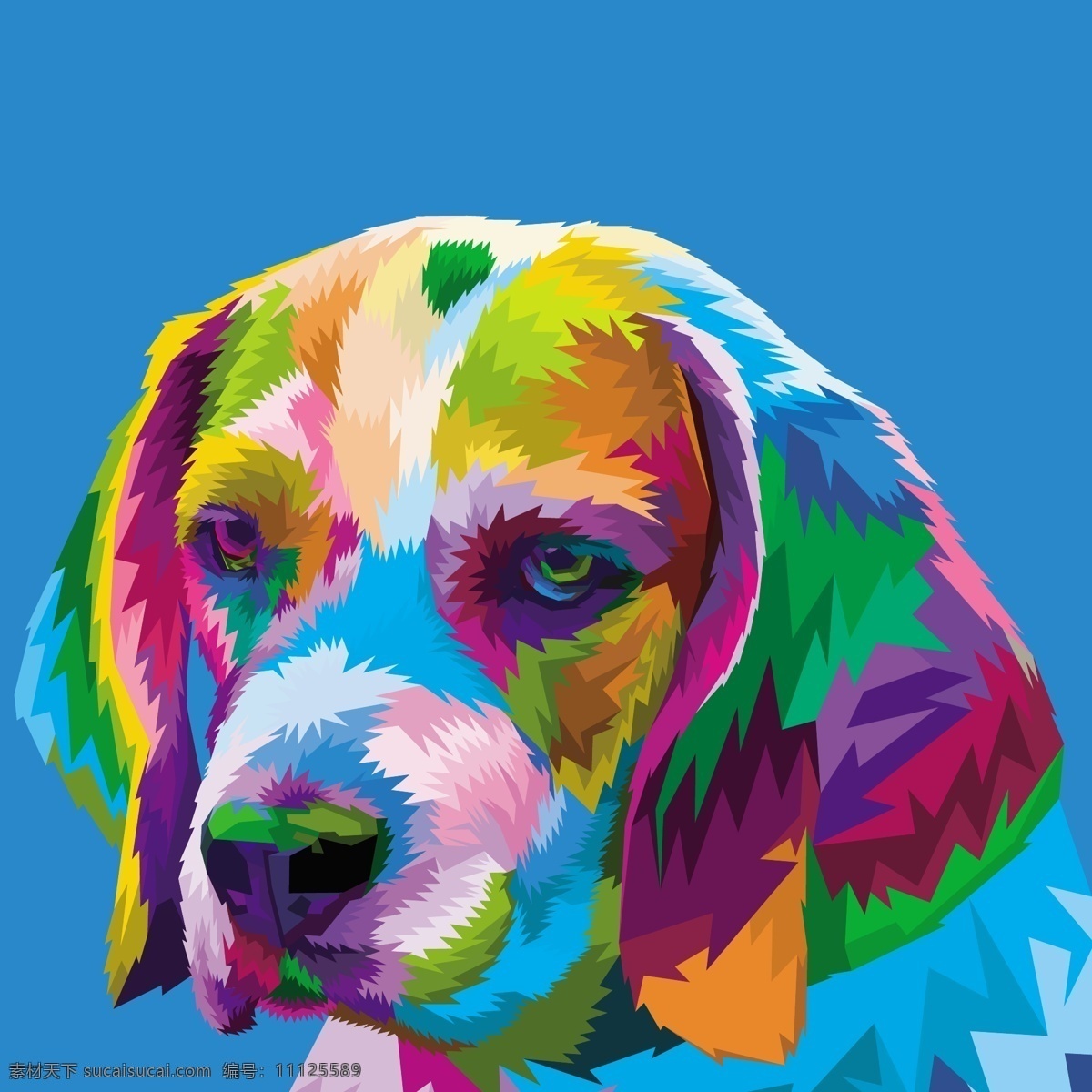 五彩小狗 形象设计 手绘小狗 卡通小狗 动物 手绘人物 印花 箱包图案