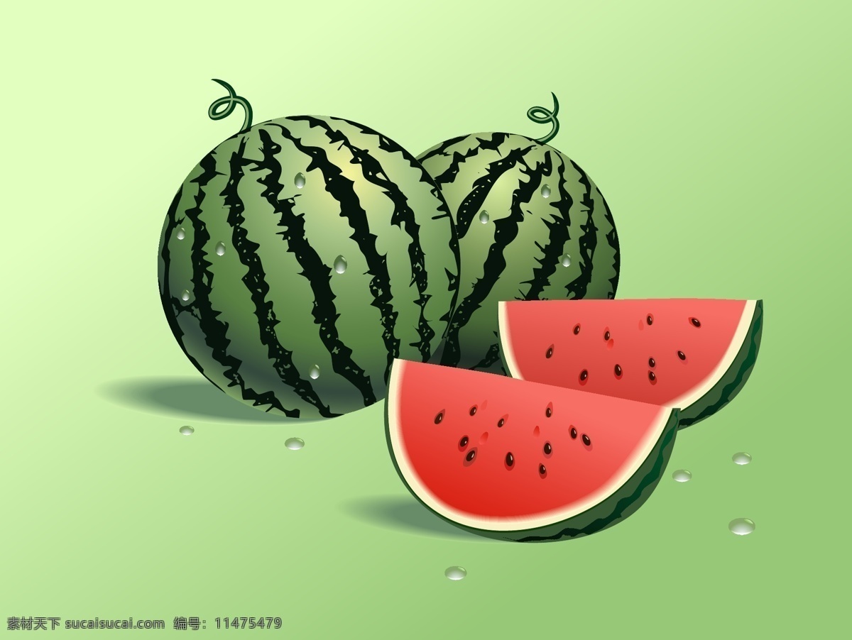 逼真 矢量 西瓜 餐饮美食 卡通西瓜 夏季 夏季水果 psd素材 高清图片