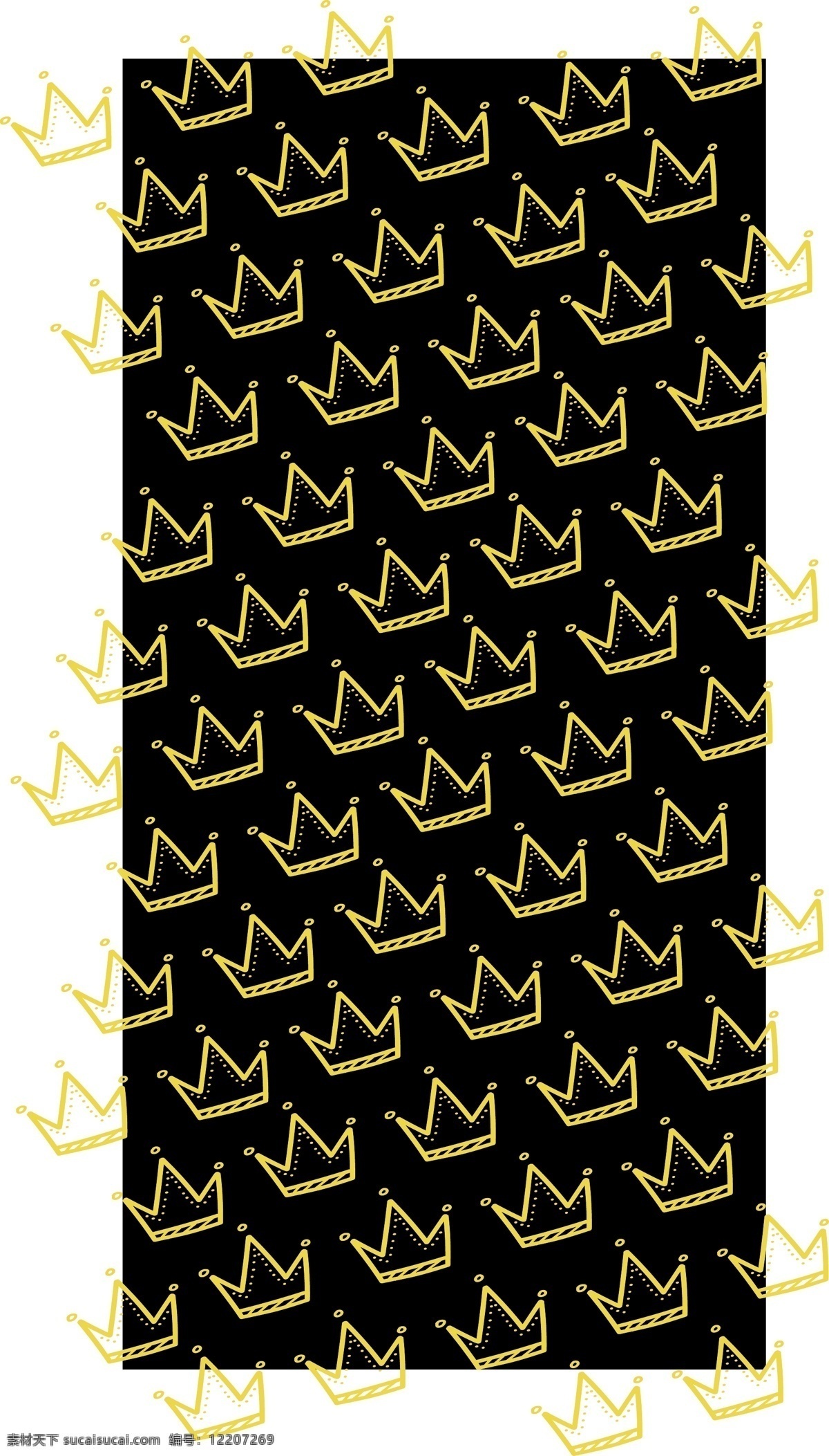 原创 线 框 皇冠 平铺 黑色 背景 手机壳 线框 边线 黄色 下拉 电子机械包装