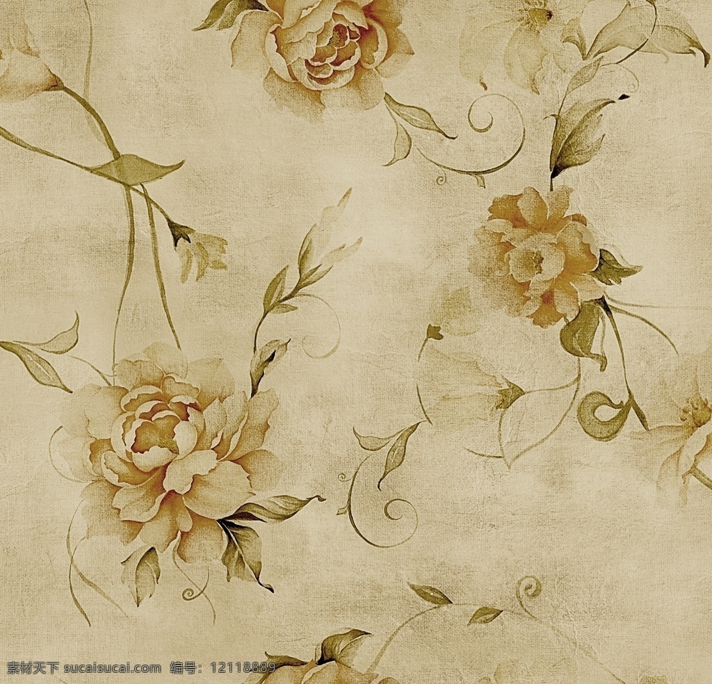 數(shù)碼花型 數(shù)碼 印花 花卉 復(fù)古 紙印花 壁紙 壁布 做舊