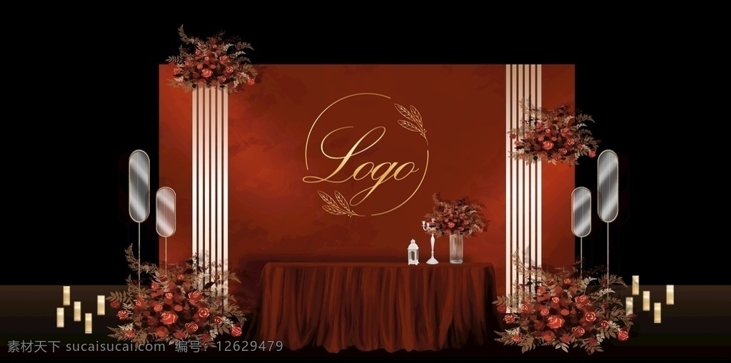 婚禮 簽到 區(qū) 簽到處 簽到區(qū) 迎賓區(qū) 紅色 酒紅色 花藝 花卉 簽到桌 婚慶