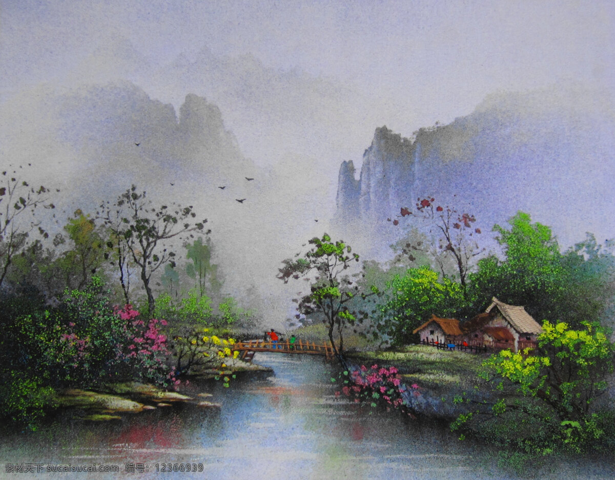 王志進作品 砂石畫 砂巖畫 張家界風光 土家族 彩巖畫 中國山水畫 彩墨畫 文化藝術 繪畫書法 灰色
