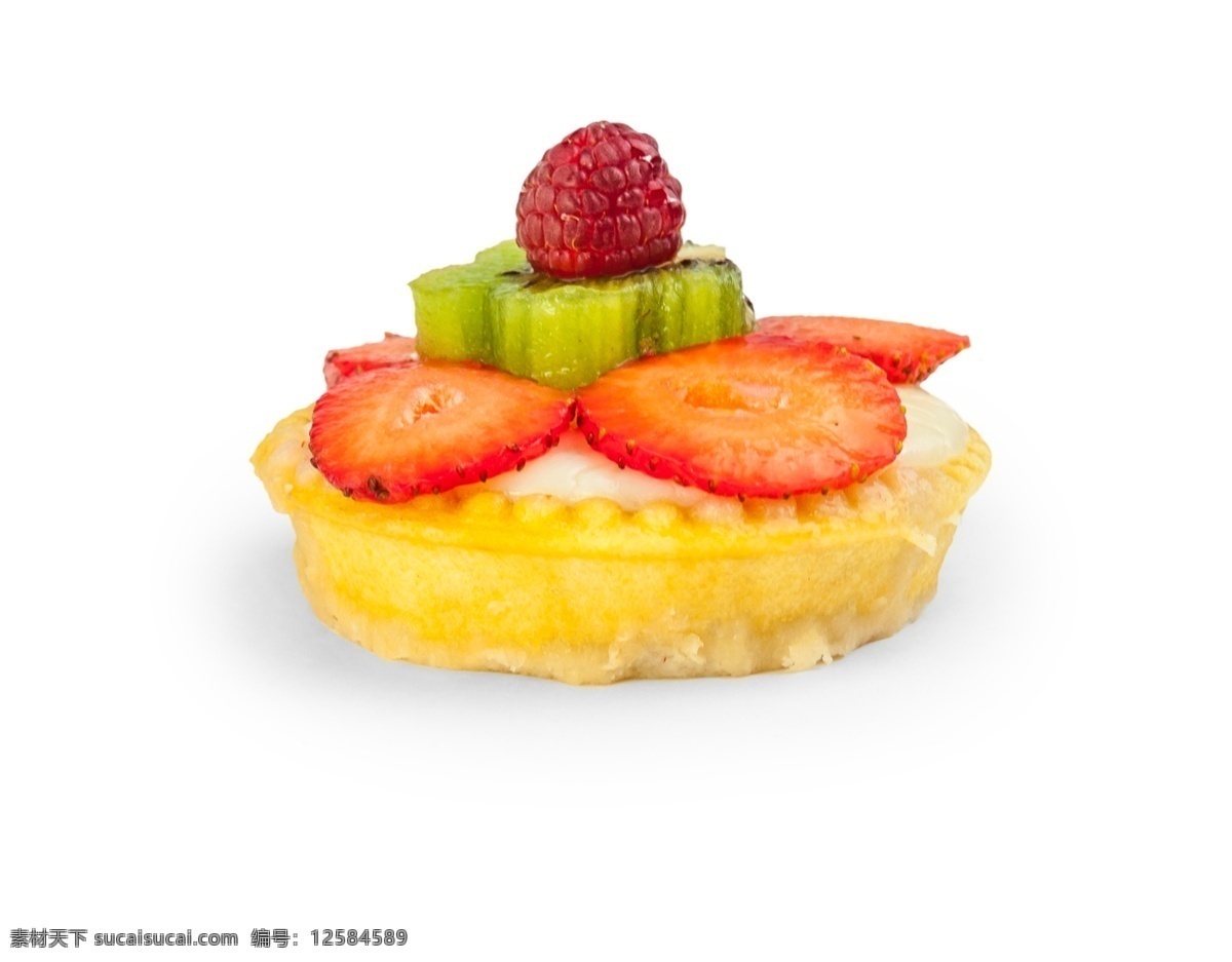 一个 美味 西式 水果 挞 源文件 草莓 奇异果 黄色 红色 装饰图案