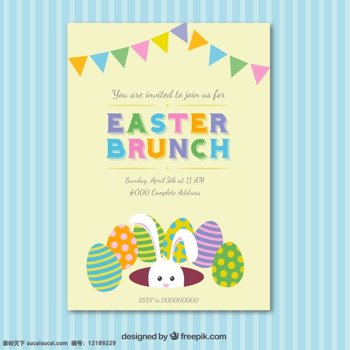 复活节 早 午餐 邀请 卡 庆祝 假日 兔子 鸡蛋 早午餐 图标 高清 源文件