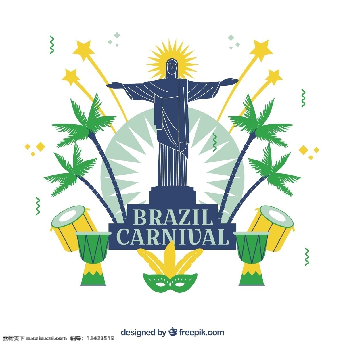 巴西 背景 基督 救世主 党 庆典 节日 事件 狂欢节 节 平 树木 面具 平面设计 棕榈 党背景 假面舞会 娱乐