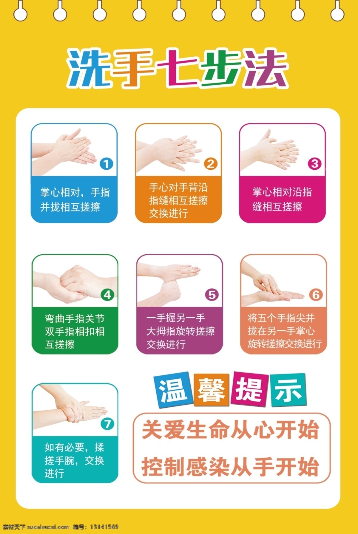 幼兒園 洗手 七 步法 卡通 上墻 制度 看板 分層