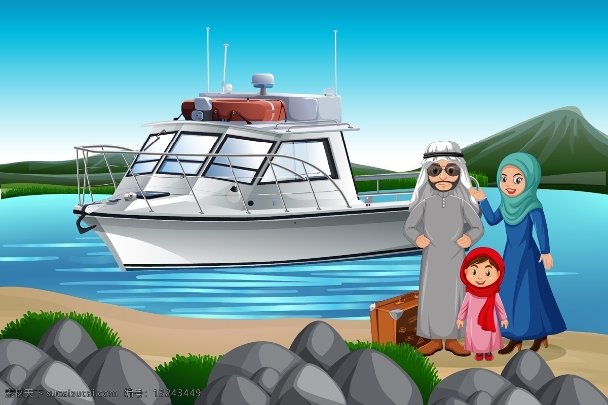 穆斯林 家庭 人物图片 穆斯林儿童 民族 阿拉伯人 卡通人物 手绘人物 儿童 小孩 国外 节日 宗教信仰 卡通设计