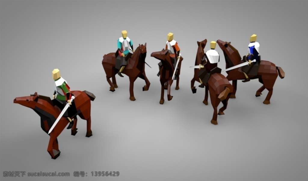 c4d 模型 士兵图片 动画 工程 像素 士兵 马 骑士 渲染 c4d模型 3d设计 其他模型