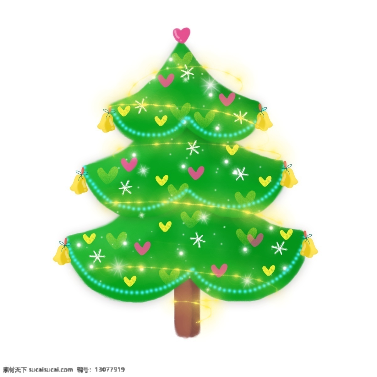 可爱 圣诞节 手绘 插画 礼物 过节 圣诞树 彩球