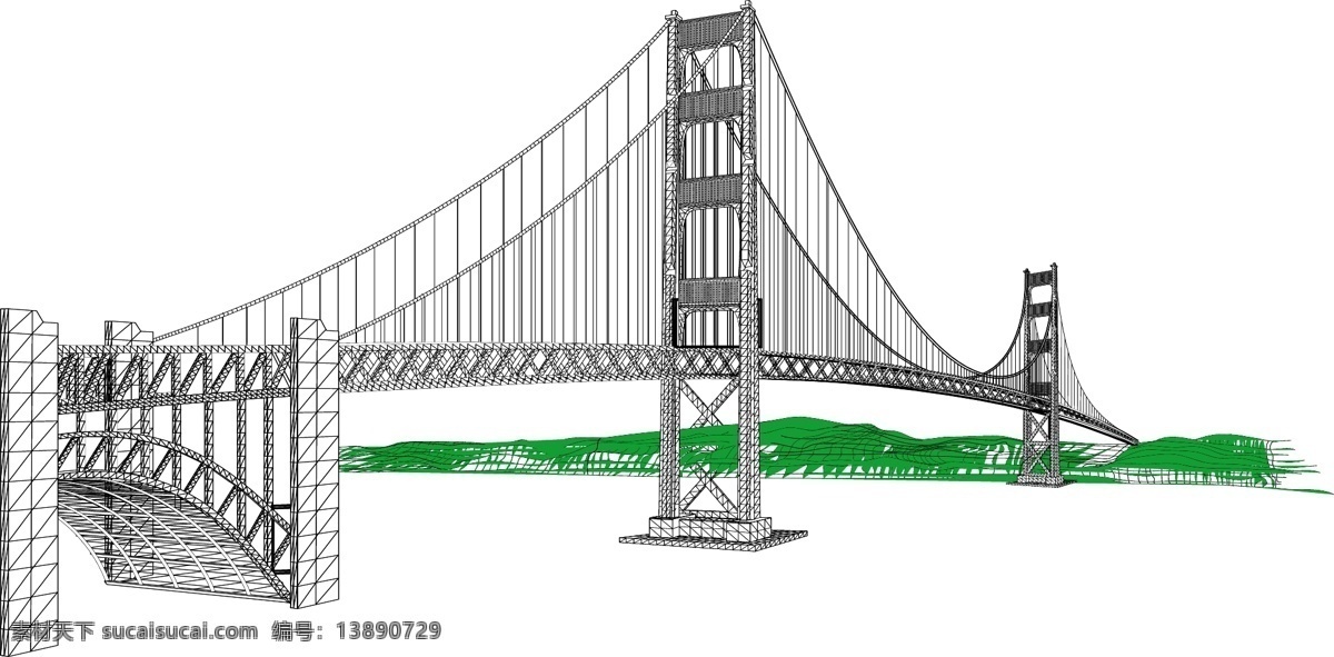 美国 金门大桥 矢量图 美国金门大桥 好莱坞大桥 大桥 大桥矢量图