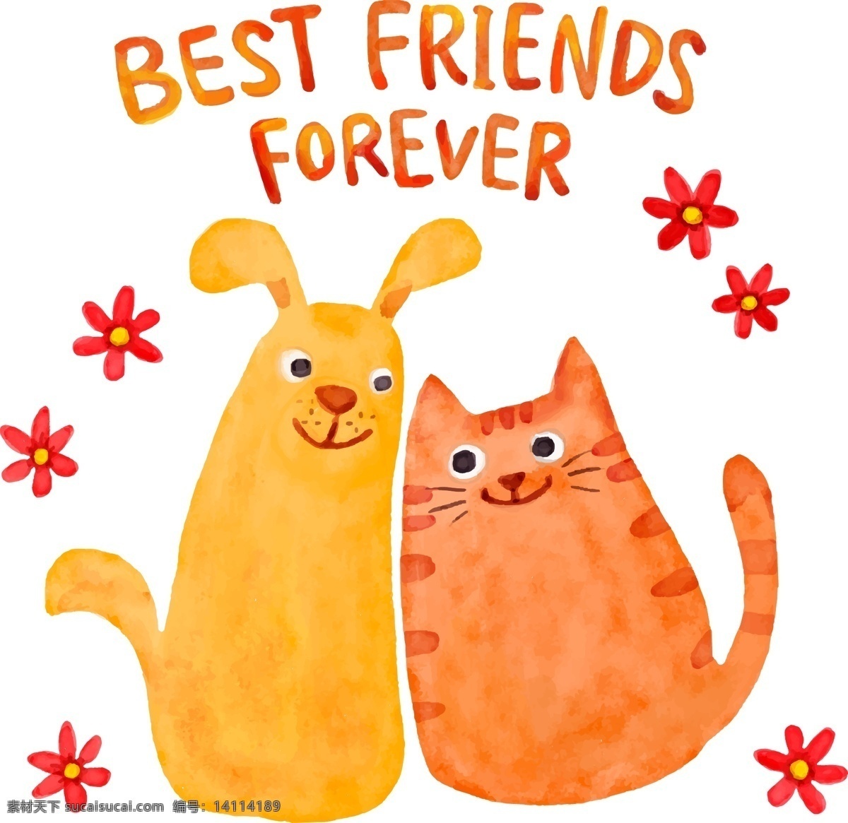 水彩 绘 两 只 可爱 猫咪 插画 动物 手绘 水彩绘