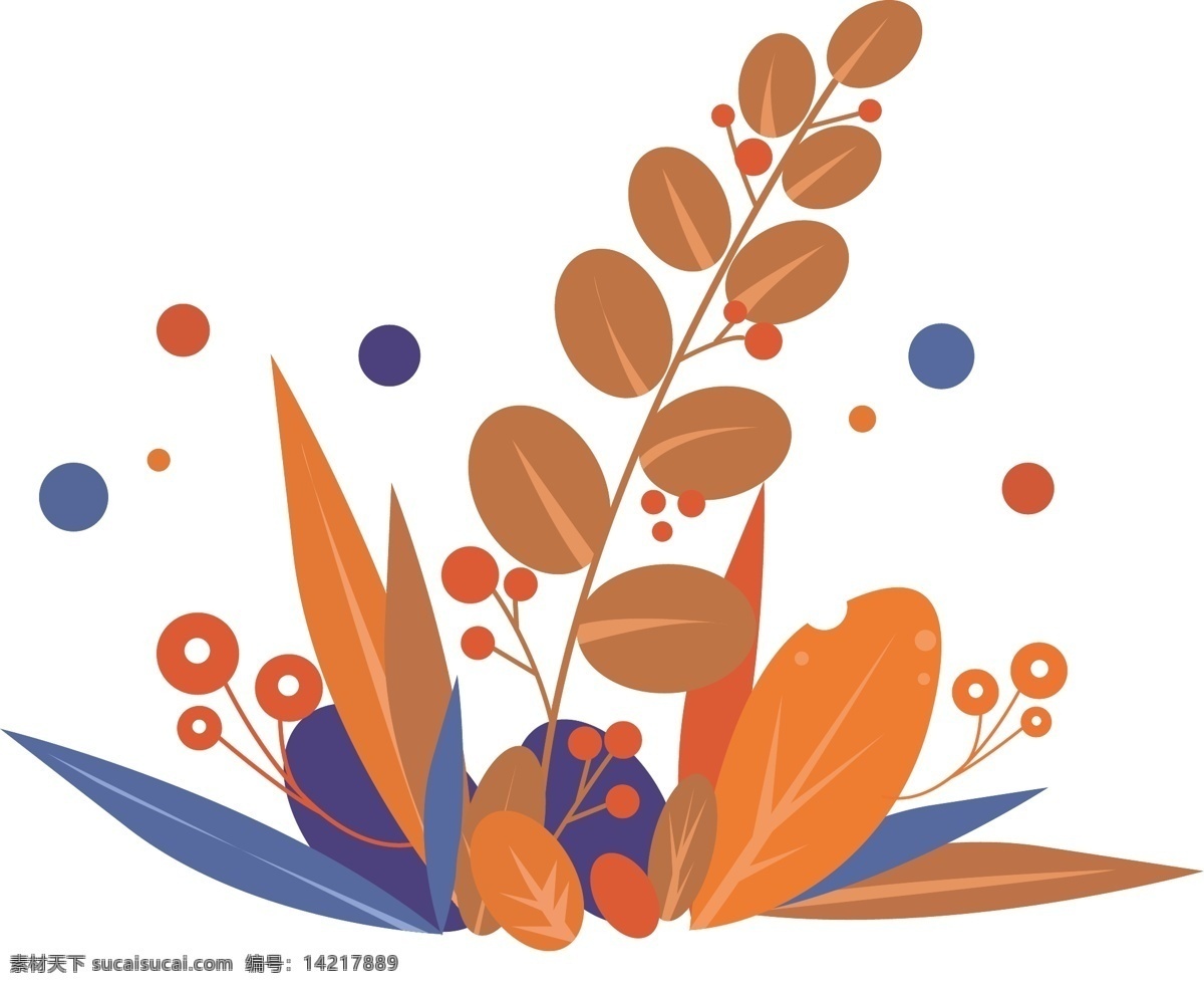 秋天 颜色 矢量 元素 秋天的颜色 矢量元素 橙色系 浆果 花草矢量 装饰图案