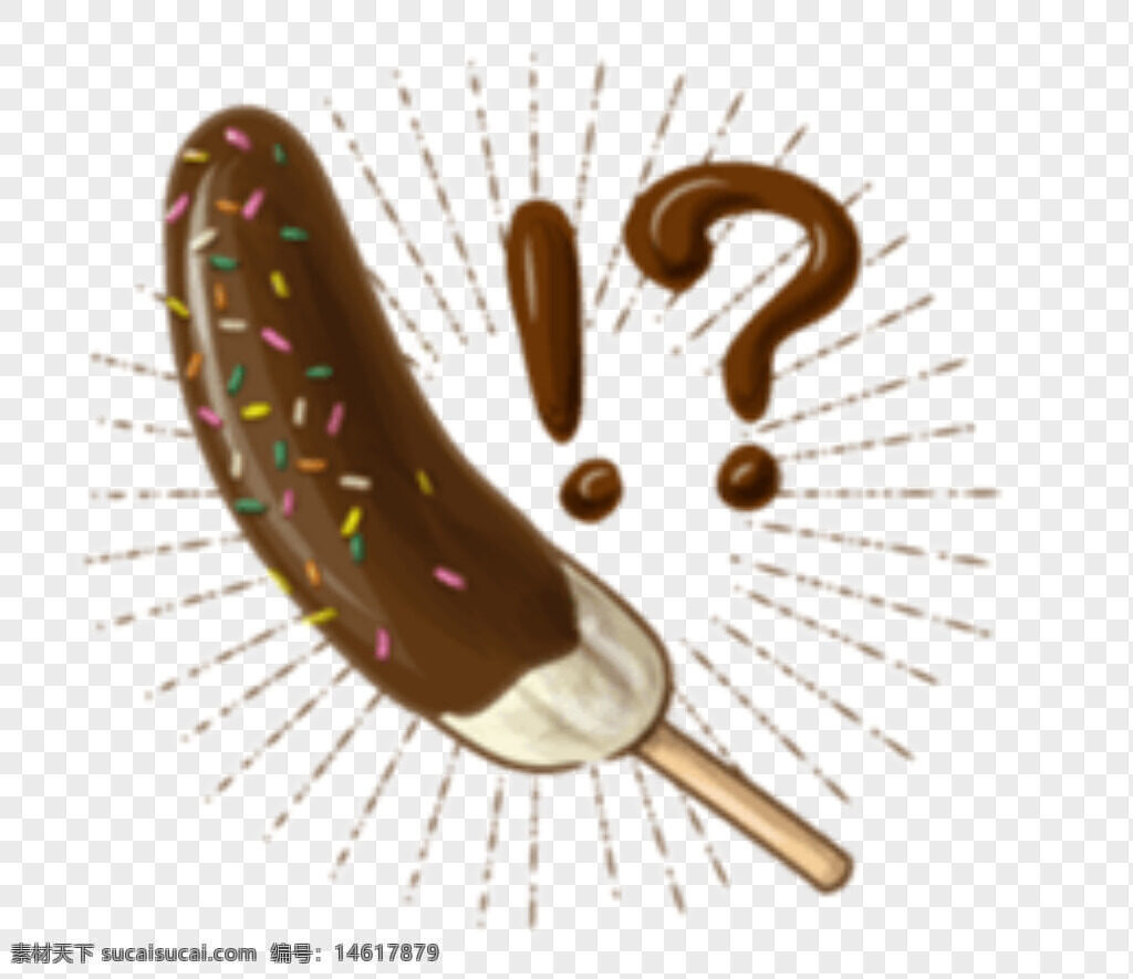手繪 巧克力醬 香蕉冰激凌 彩針裝飾 創(chuàng)意繪畫 甜品插畫 美食藝術(shù) 冷飲 卡通風(fēng)格 甜點(diǎn) 冰激凌棒 手工繪制 食品插畫