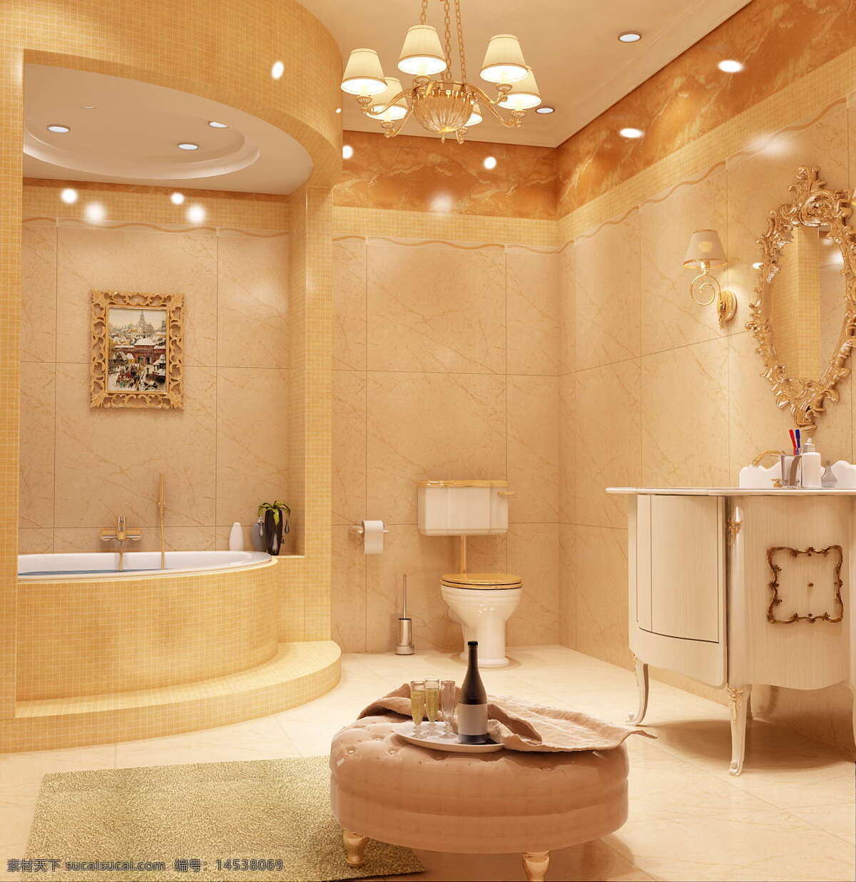富丽堂皇 豪华 欧式 浴室 淋浴 高档 环境设计 室内设计