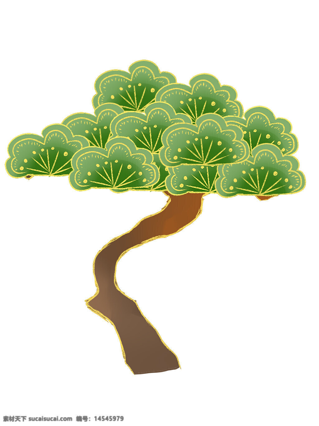 国潮风　抽象　松树