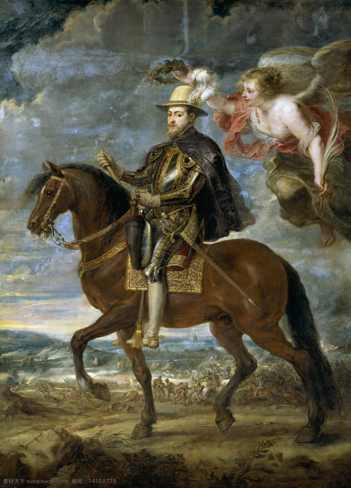 绘画书法 文化艺术 油画 西班牙 国王 菲利普 二世 哈布斯堡 王朝 君主 卡罗斯 一世 之子 葡萄牙 莎贝尔 公主 四任妻子 巴洛克 时代 家居装饰素材