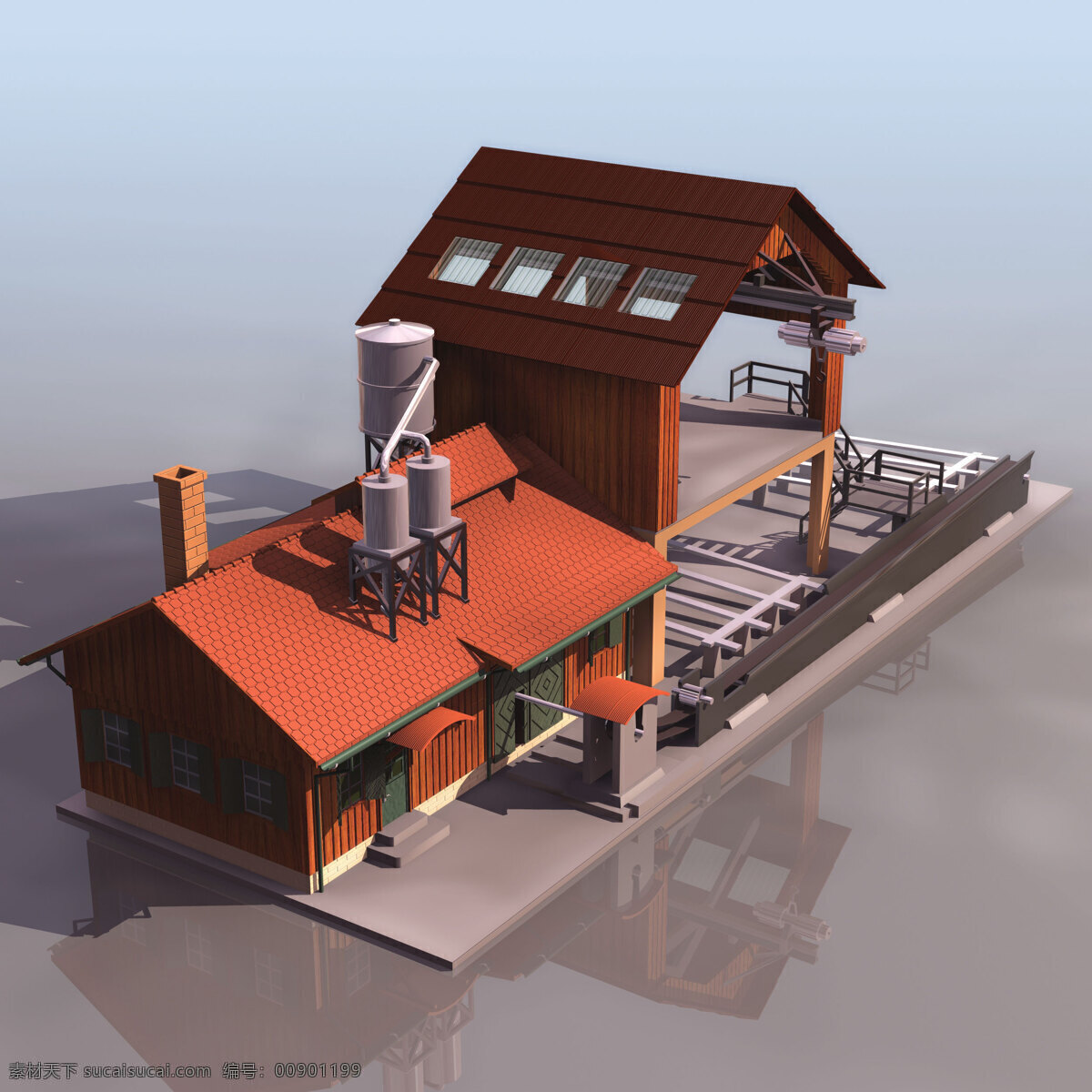 锯木厂 模型 sawmill 工业建筑 工业模型 锯木厂模型 3d模型素材 其他3d模型