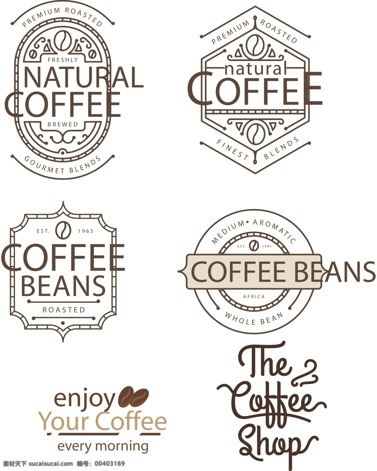 咖啡色 咖啡 标志 复古 欧美风 英文 矢量素材 咖啡标志 咖啡logo