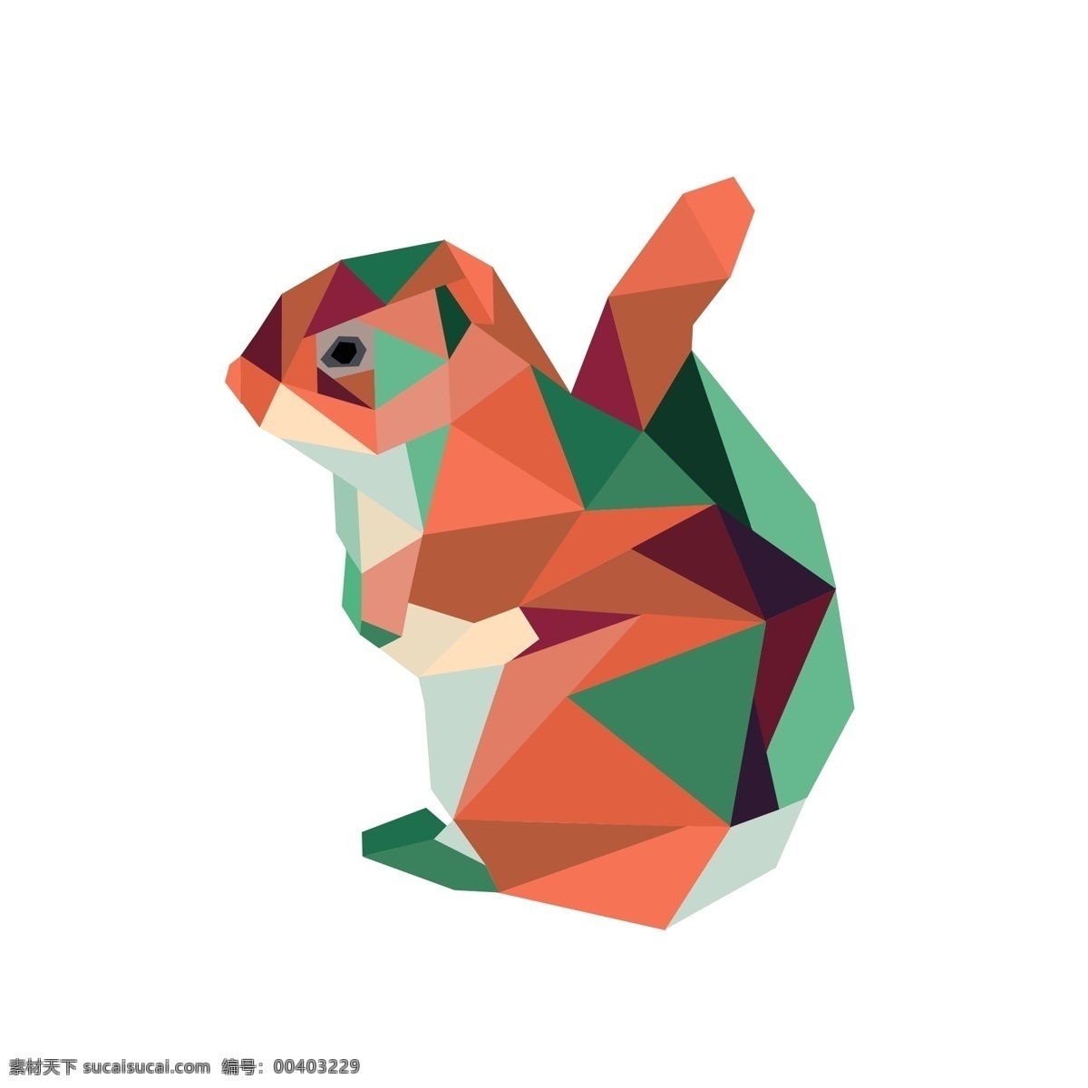 色块 拼接 低 多边形 小 松鼠 动物 低多边形