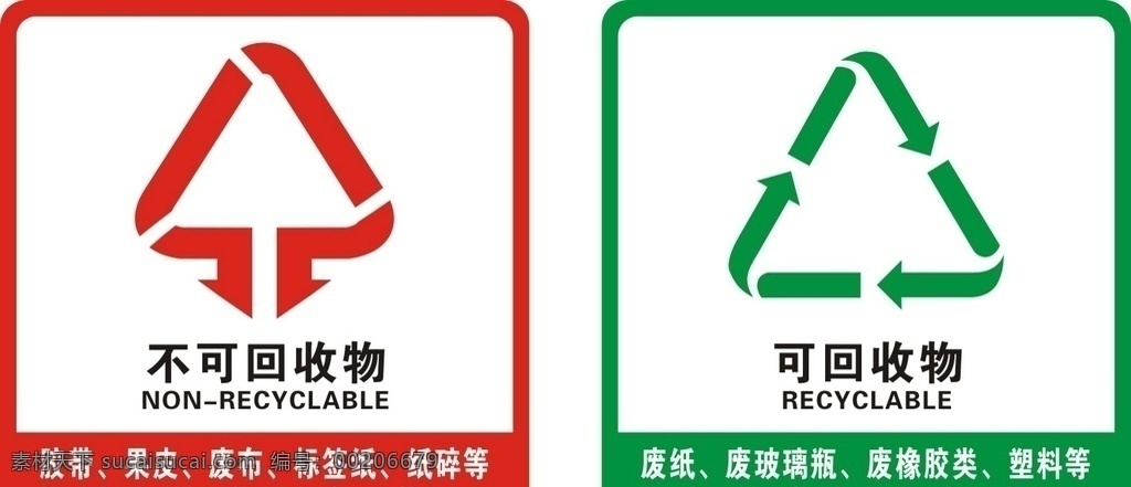 不可回收垃圾 垃圾分类 垃圾标识 可回收 不可回收 分类处理 分类垃圾 宣传标语 垃圾 物 垃圾桶