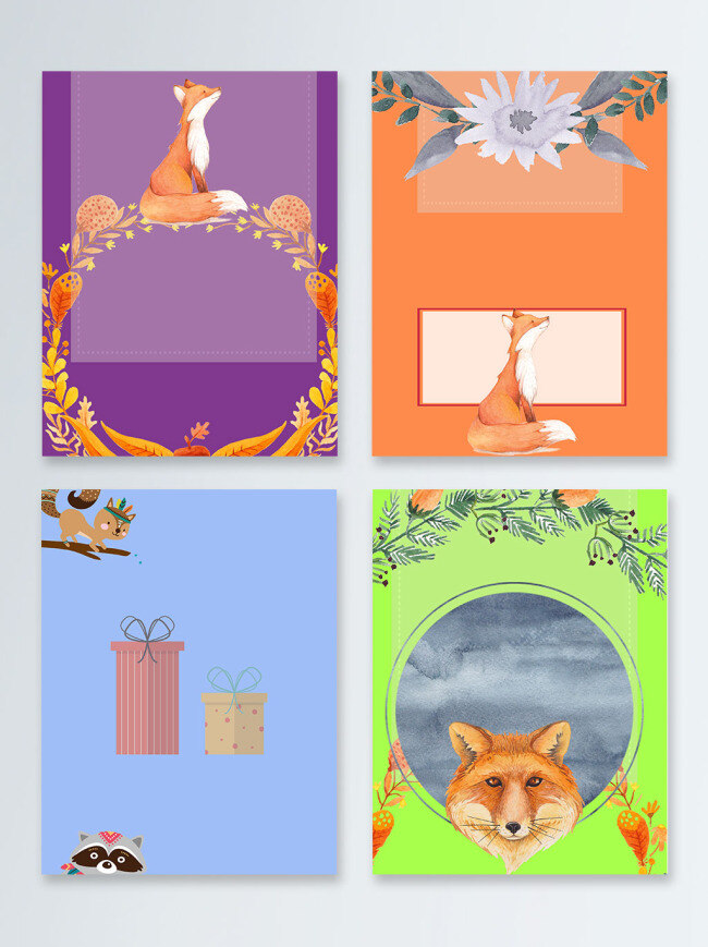 狐狸 野生动物 紫色 浪漫 爱情 广告 背景 可爱 蓝色 动物 教育 公益 草绿 自然 橙色 舒适 保护 保护动物 野生