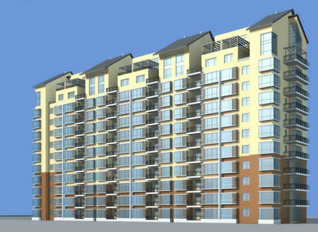坡顶 高层 板式 住宅楼 3d 模型 3d模型 坡顶住宅楼 3d模型素材 建筑模型