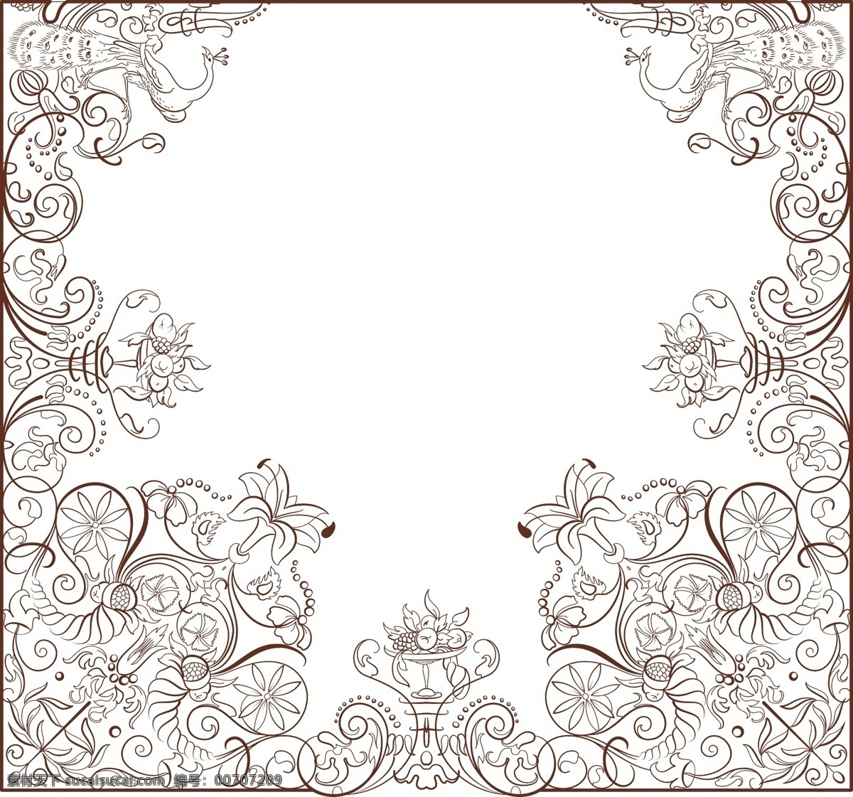 古典花纹 花纹 艺术 古典 花 线条 矢量 素雅 白色