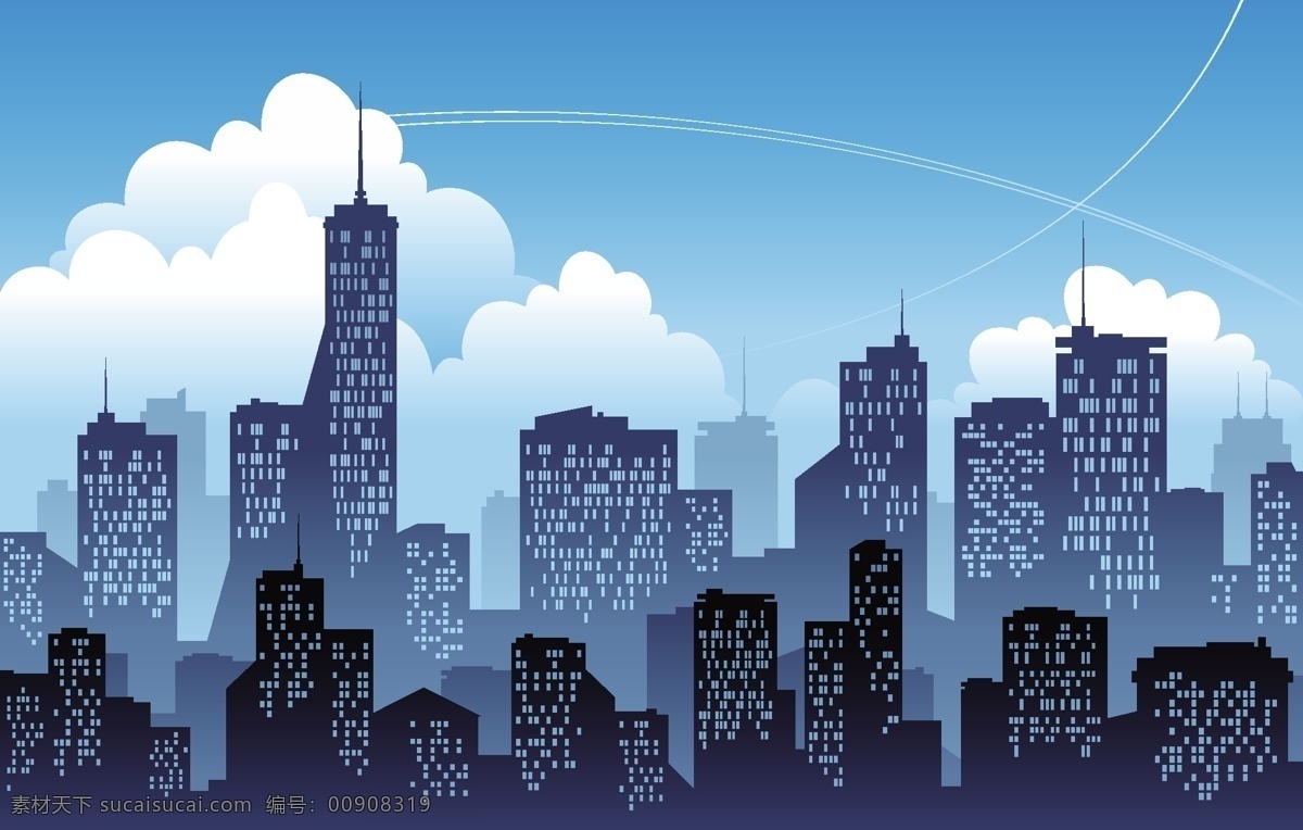 蓝色 现代 城市 矢量 插画 插图 蓝色的现代 现代的城市 城市的插图 自由 现代城 矢量图 其他矢量图