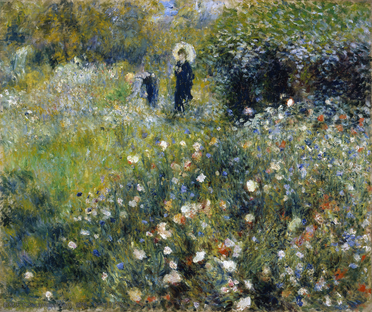 renoir 印象派 法国 画家 皮埃尔 奥古斯特 雷诺阿 pierre garden in parasol with woman pierreauguste 人物 油画 静物 装饰画 装饰素材