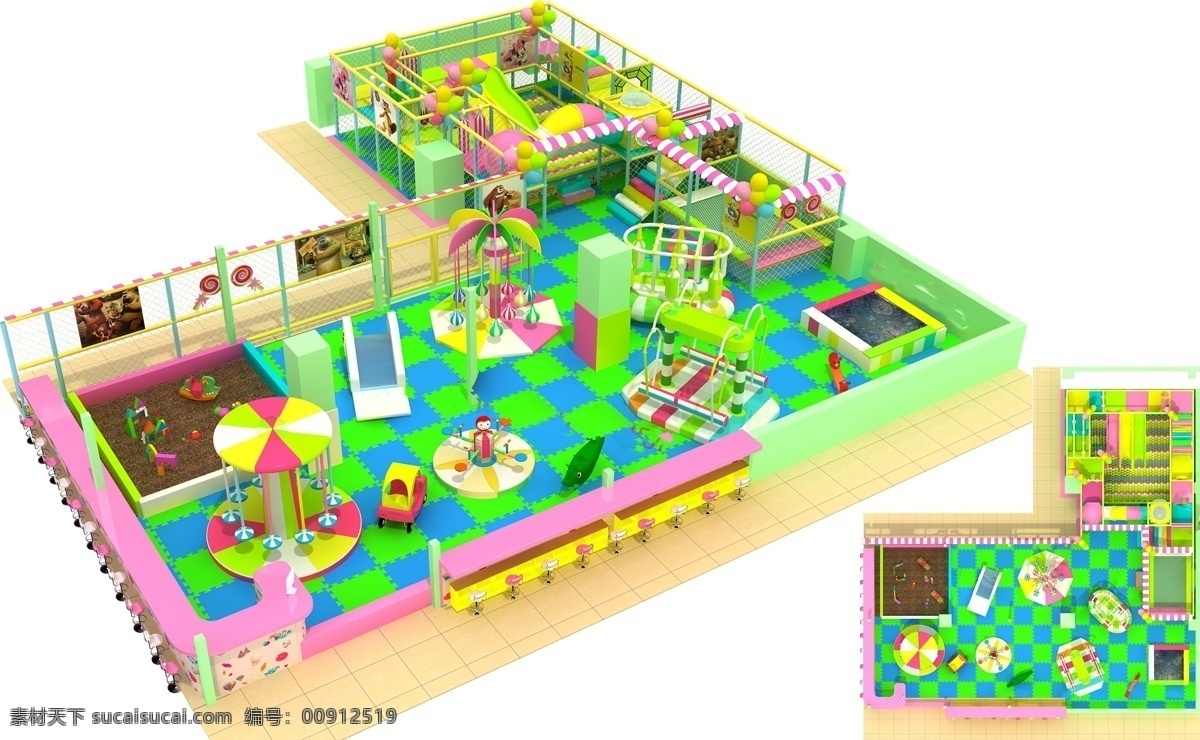 淘气堡 电动玩具 动漫动画 滑梯 游乐园 设计素材 模板下载 室内乐园 psd源文件