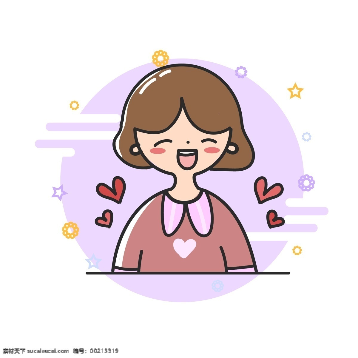 卡通 可爱 人物 女孩 手绘 矢量 插画 图标 元素 卡通可爱