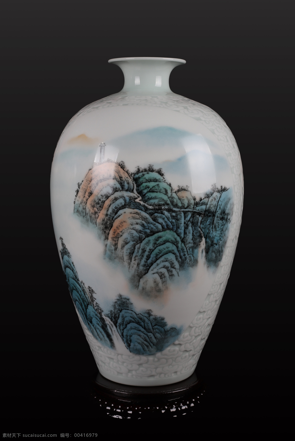 景德镇 陶瓷 梅 瓶 梅瓶 山水画 艺术 文化艺术 传统文化