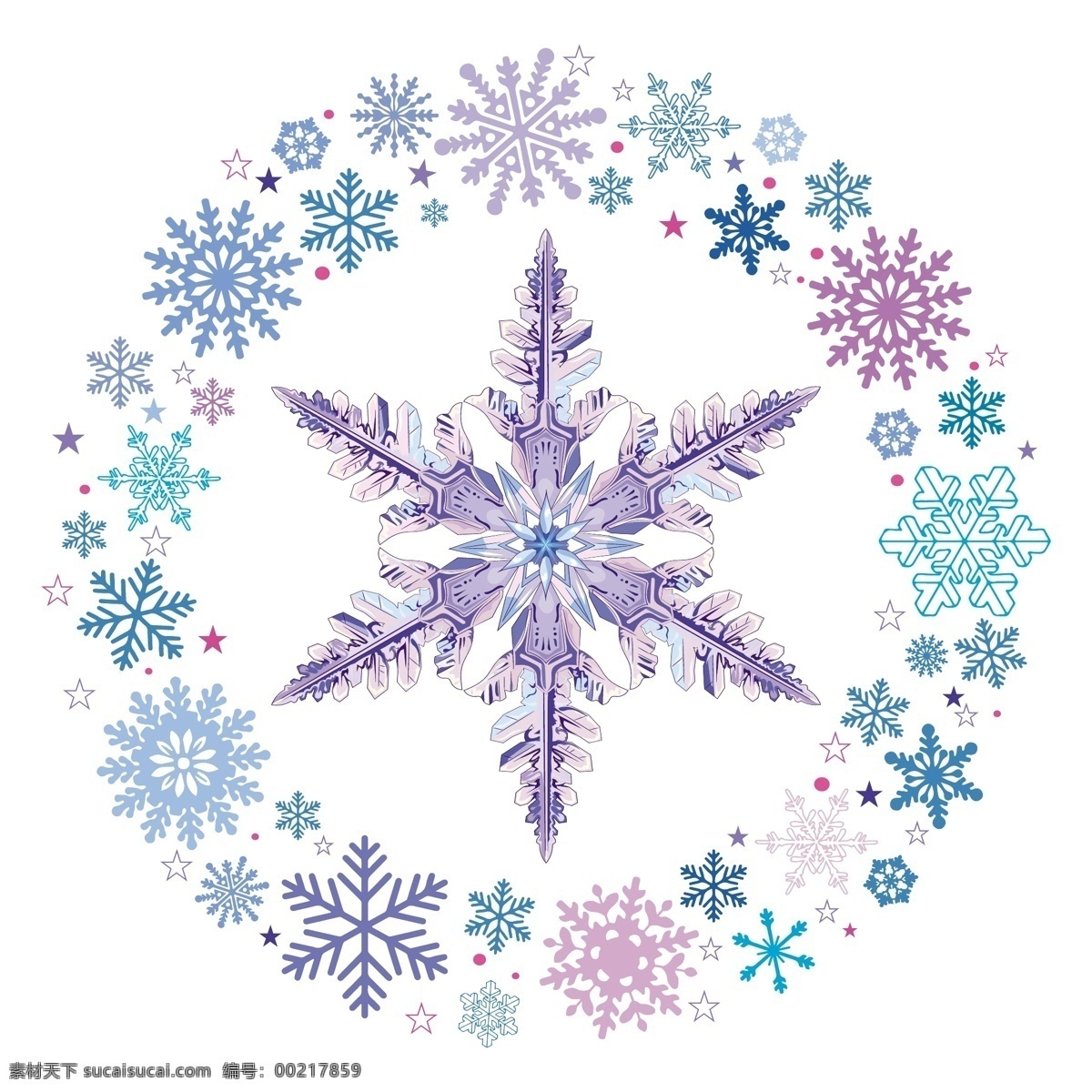 创意 雪花 环 冰晶 矢量 花纹 星星 冬季 寒冷 文化艺术 绘画书法