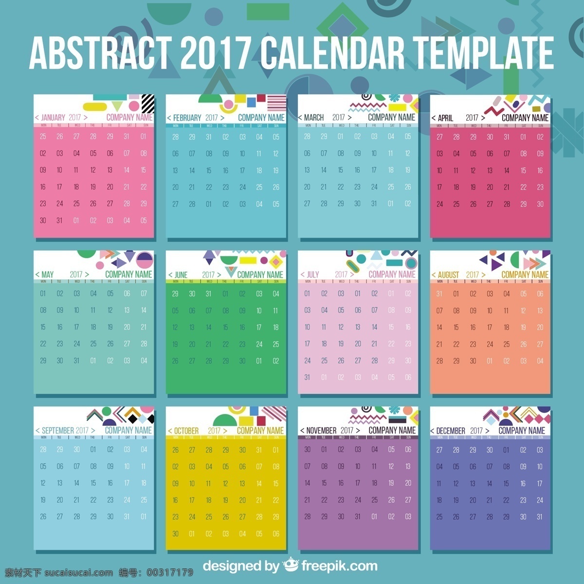 具有 抽象 细节 2017 日历 模板 冬季 新年快乐 新年 党 几何 庆祝 快乐 数字 假期 时间 事件 愉快的假期 新的 颜色 十二月 计划