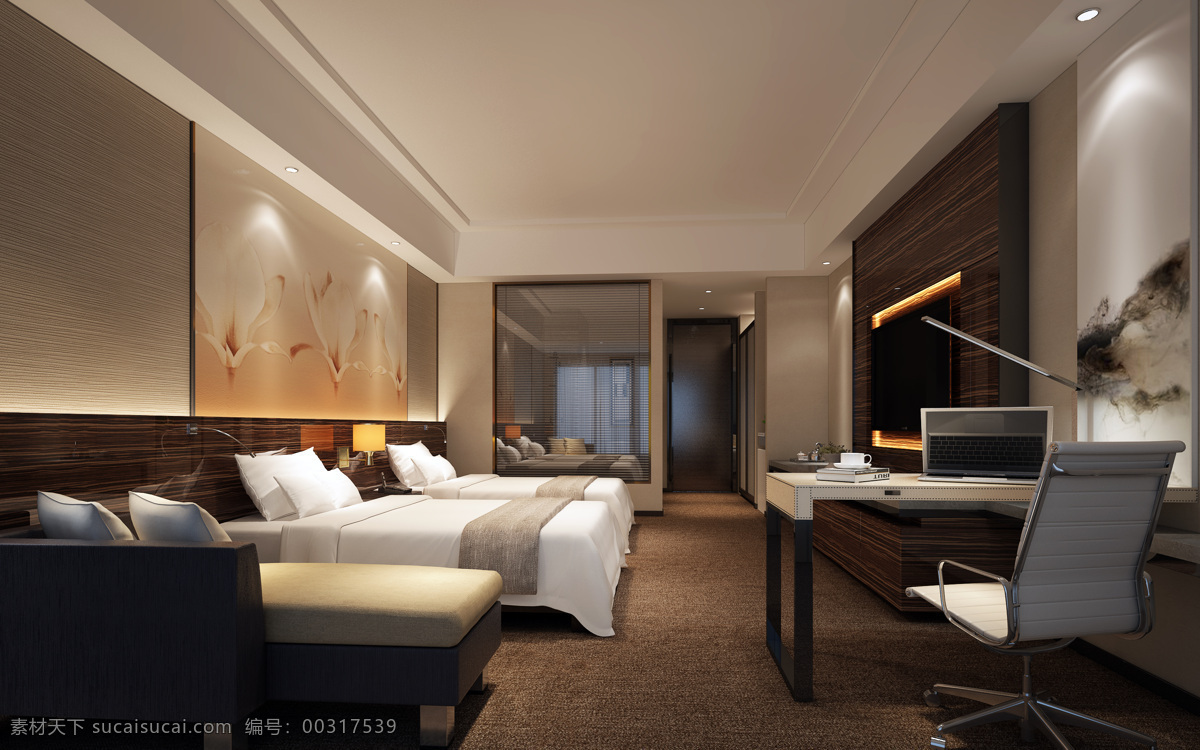 酒店客房 商务 五星级 酒店 现代 客房 室内设计 环境设计