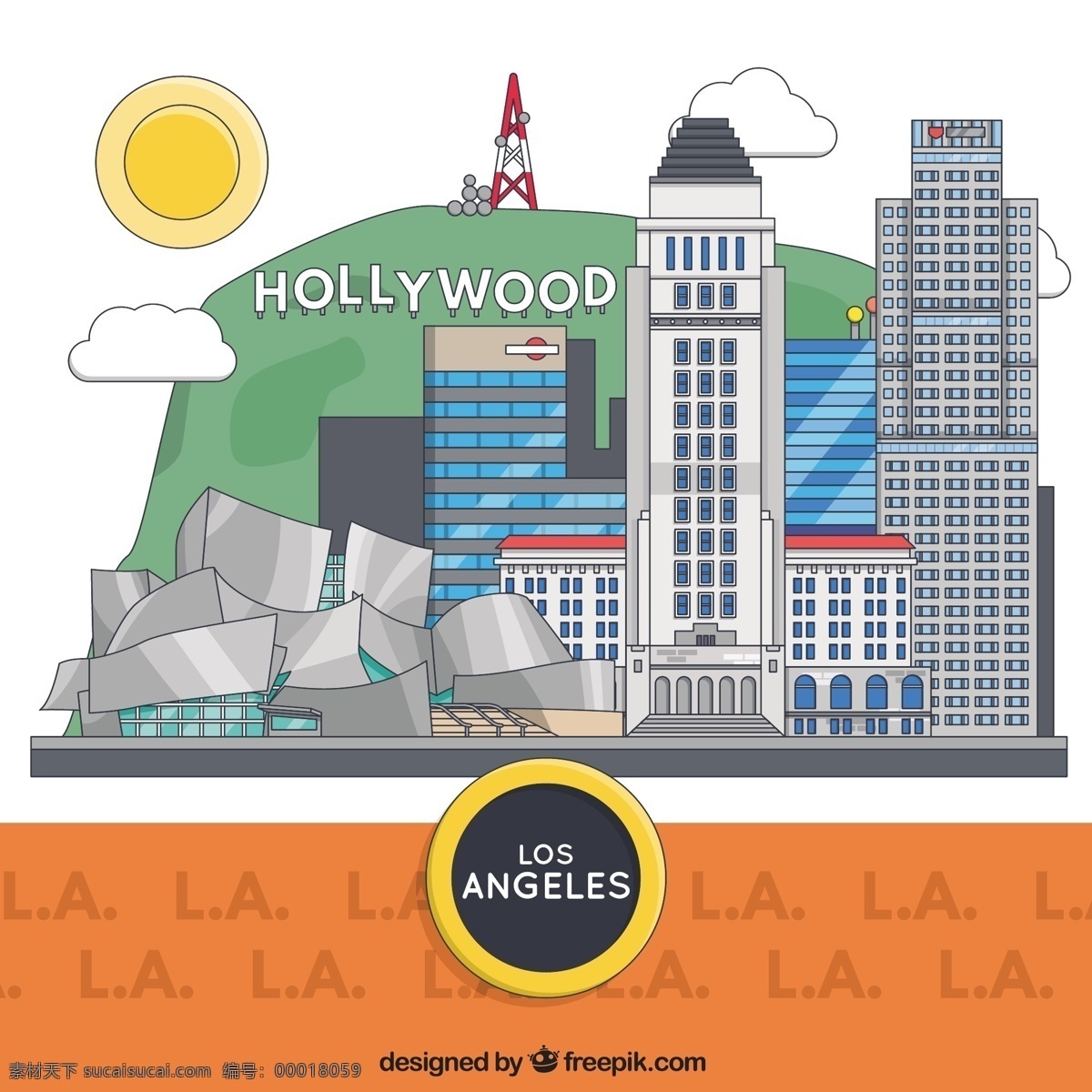 洛杉矶的建筑 旅游 建筑 天际线 现代 说明 美国 好莱坞 城市 摩天大楼 加利福尼亚 全景 市中心 洛杉矶 白色