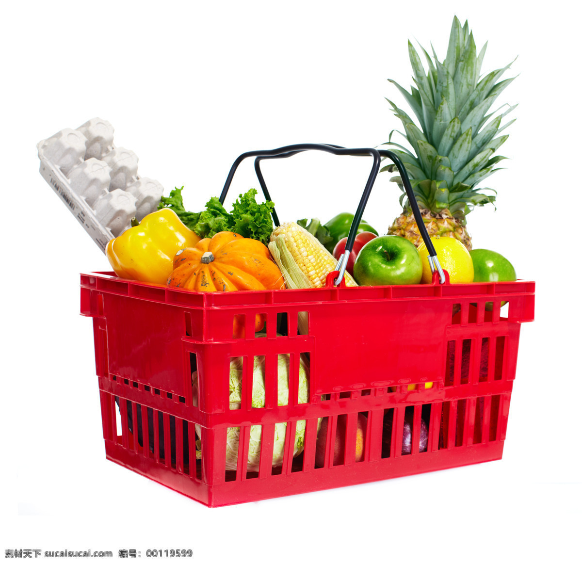 购物篮 里 水果 蔬菜 购物手推车 新鲜蔬菜 苹果 玉米 菠萝 辣椒 水果图片 餐饮美食