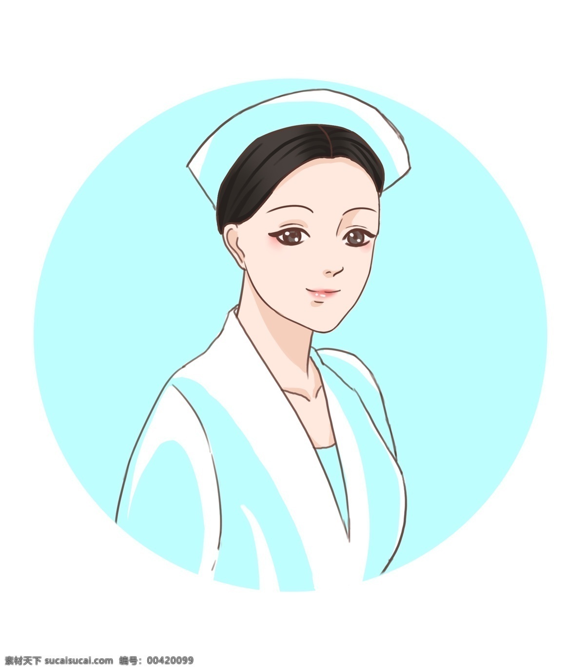 漂亮 护士 装饰 插画 漂亮的护士 蓝色的护士帽 白色的白大褂 卡通的人物 公共医疗服务 漂亮的小女孩