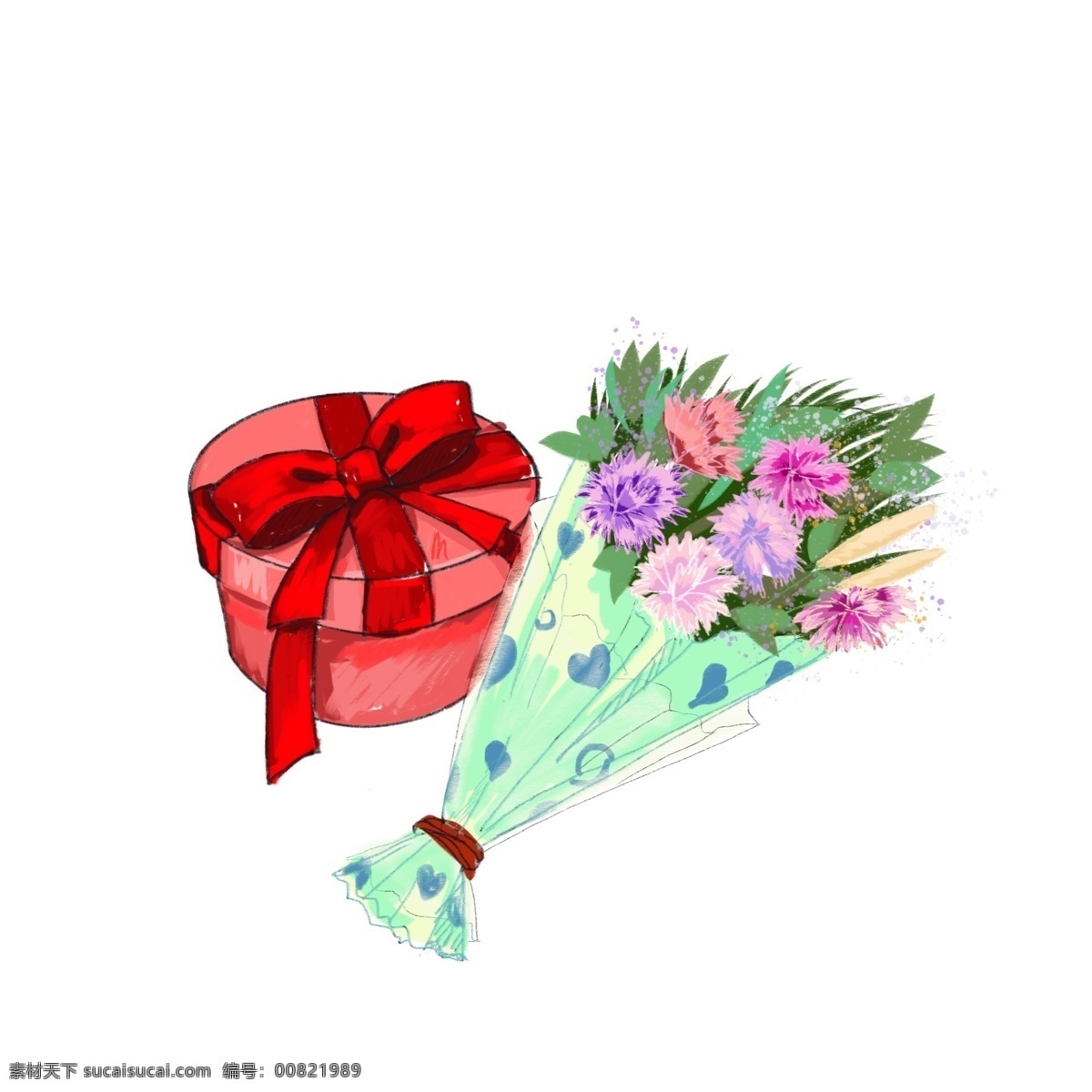 母亲节 礼物 康乃馨 节日 活动 花束 红色 装饰元素